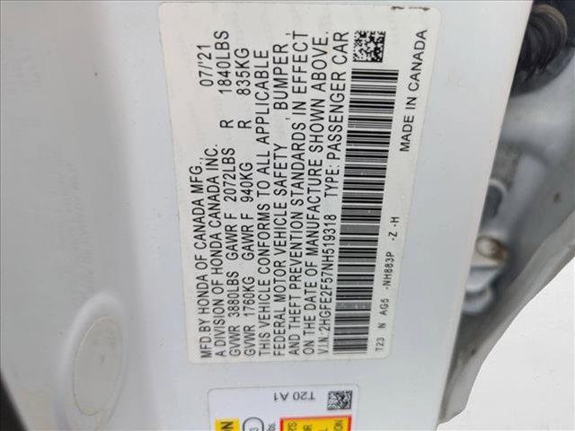 Photo of 2022 Platinum White Pearl Honda Civic