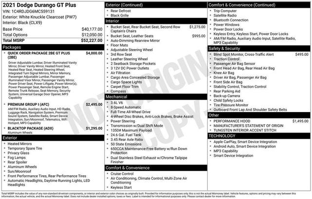 Photo of 2021 White Knuckle Clearcoat Dodge Durango