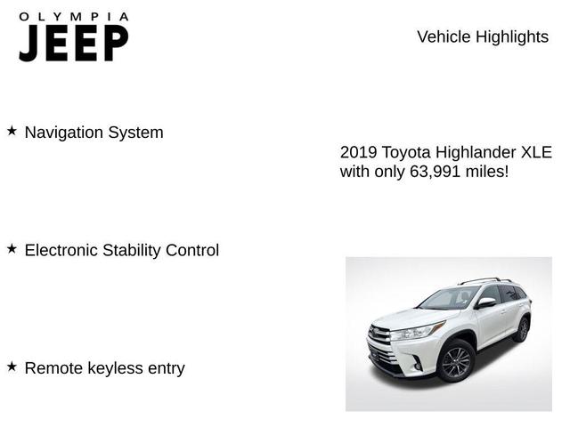 Photo of 2019 White Toyota Highlander