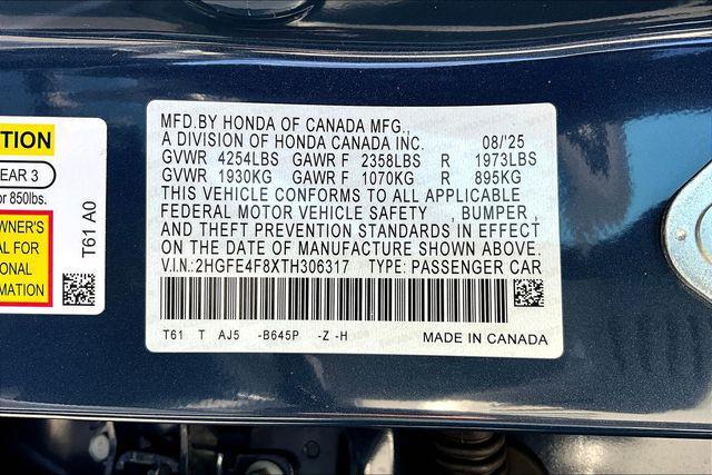 Photo of 2026 Blue Lagoon Honda Civic Hybrid
