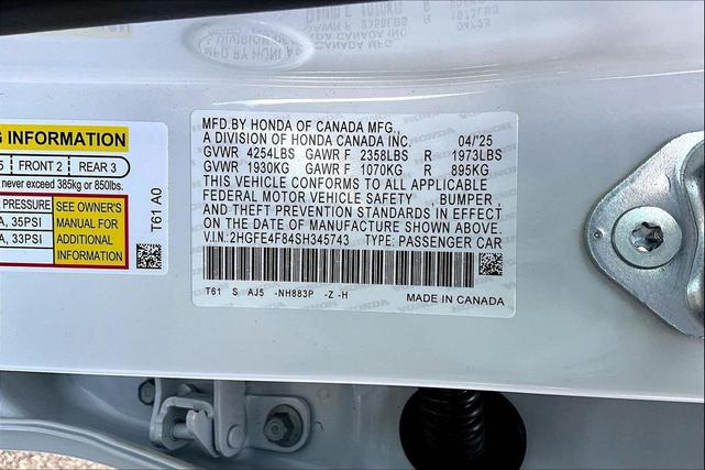 Photo of 2025 Platinum White Pearl Honda Civic Hybrid