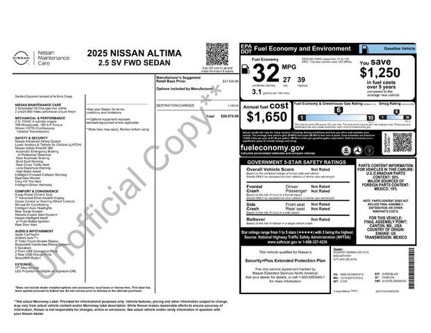 Photo of 2025 Super Black Clearcoat Nissan Altima