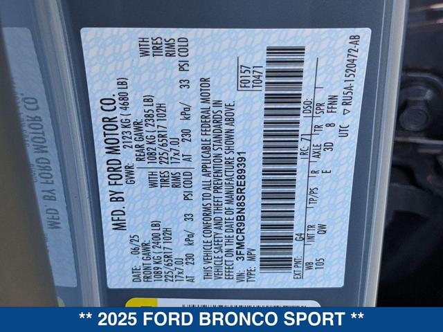 Photo of 2025 AZURE GRAY METALLIC Ford Bronco Sport