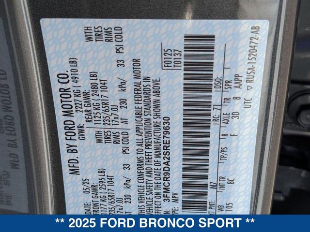 Photo of 2025 CARBONIZED GRAY METALLIC Ford Bronco Sport