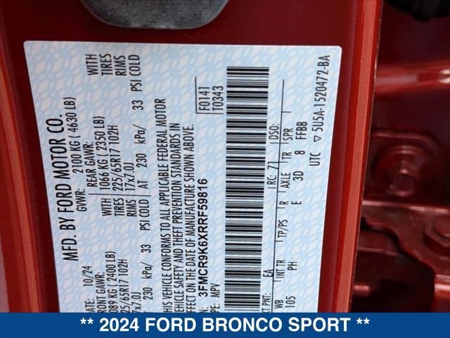 Photo of 2024 HOT PEPPER RED METALLIC TC Ford Bronco Sport