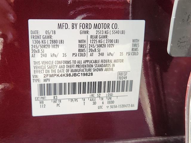 Photo of 2018 Burgundy Velvet Metallic Tinted Clearcoat Ford Edge