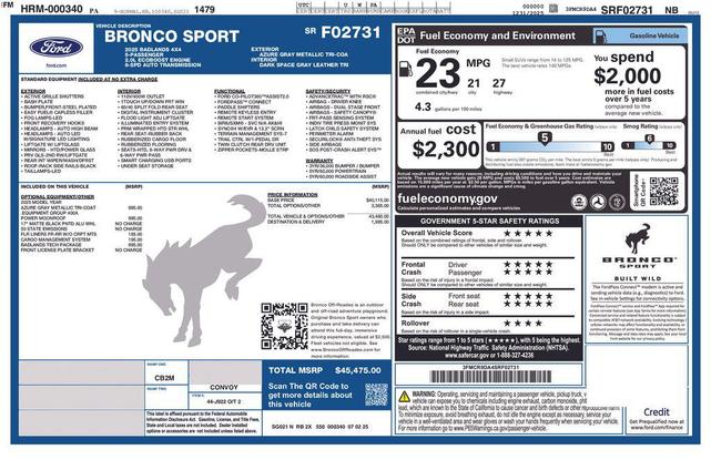 Photo of 2025 Azure Gray Metallic Tri-Coat Ford Bronco Sport