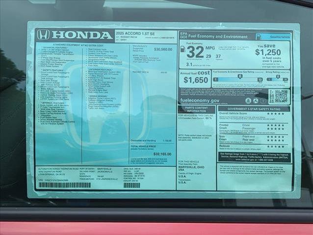 Photo of 2025 Radiant Red Metallic Honda Accord