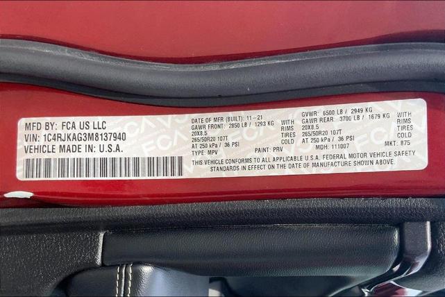 Photo of 2021 Velvet Red Pearlcoat Jeep Grand Cherokee L