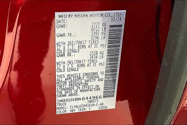 Photo of 2024 Cardinal Red Metallic Nissan Frontier