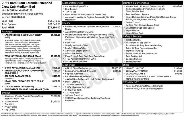 Photo of 2021 Bright White Clearcoat RAM 2500