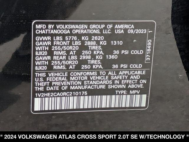 Photo of 2024 Deep Black Pearl Volkswagen Atlas Cross Sport