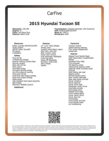 Photo of 2015 Ash Black Mica Hyundai TUCSON