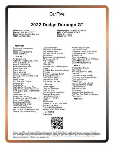 Photo of 2022 White Knuckle Clearcoat Dodge Durango