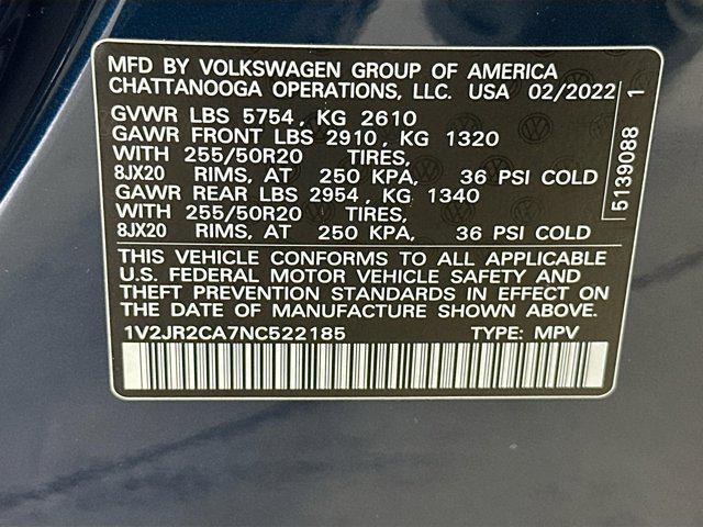 Photo of 2022 Tourmaline Blue Metallic Volkswagen Atlas