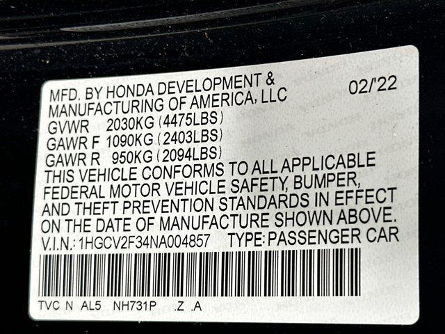 Photo of 2022 Crystal Black Pearl Honda Accord