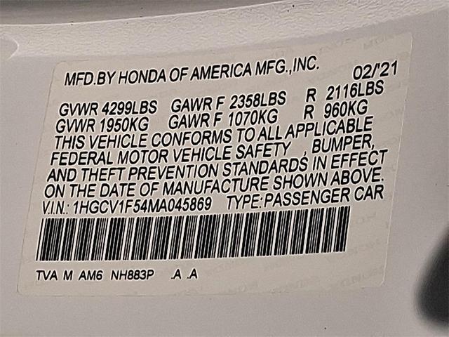 Photo of 2021 Platinum White Pearl Honda Accord