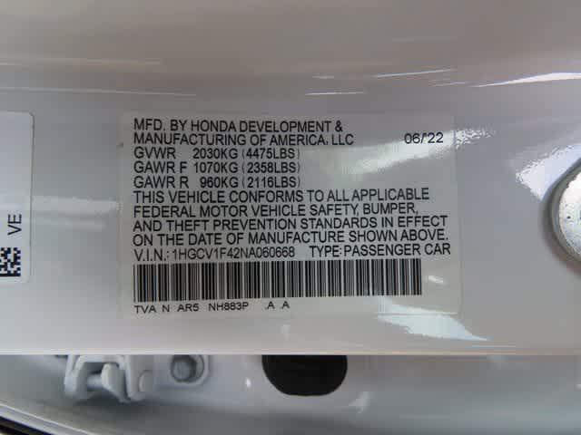 Photo of 2022 Platinum White Pearl Honda Accord