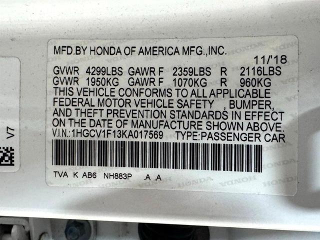 Photo of 2019 White Honda Accord