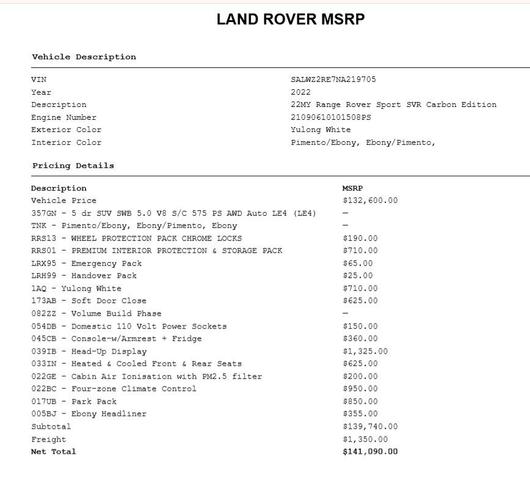 Photo of 2022 Yulong White Metallic Land Rover Range Rover Sport