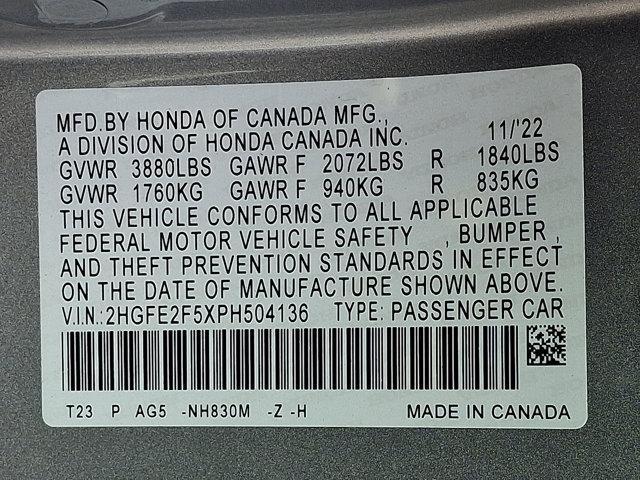 Photo of 2023 Lunar Silver Metallic Honda Civic