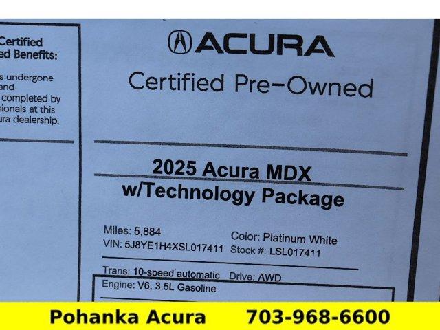 Photo of 2025 Platinum White Acura MDX