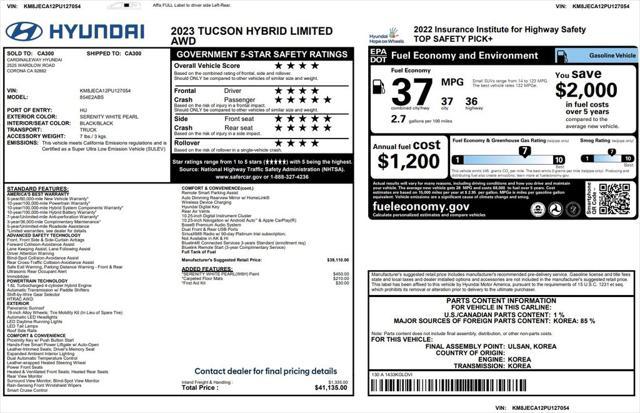 Photo of 2023 Serenity White Pearl Hyundai TUCSON Hybrid