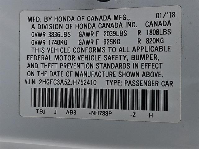 Photo of 2018 White Orchid Pearl Honda Civic