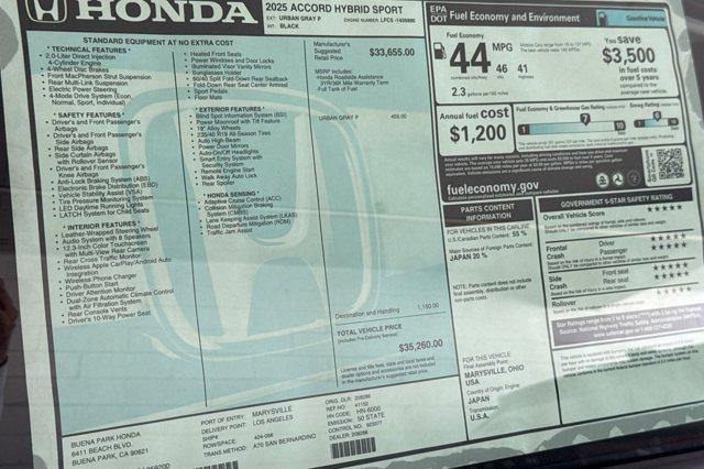 Photo of 2025 Urban Gray Pearl Honda Accord Hybrid