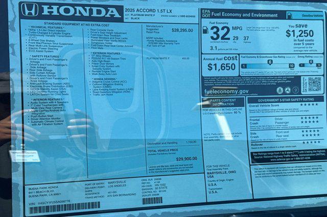 Photo of 2025 Platinum White Pearl Honda Accord
