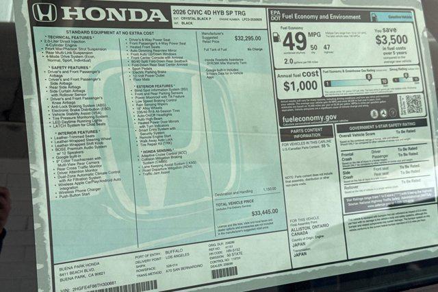 Photo of 2026 Crystal Black Pearl Honda Civic Hybrid
