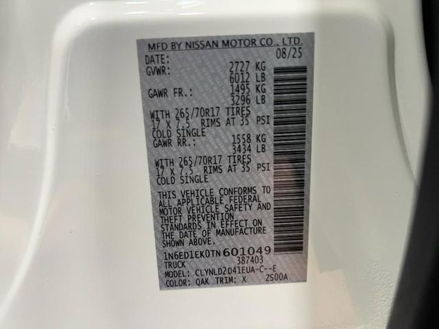 Photo of 2026 Glacier White Nissan Frontier