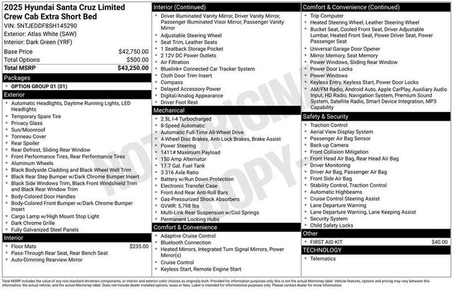 Photo of 2025 Atlas White Hyundai SANTA CRUZ