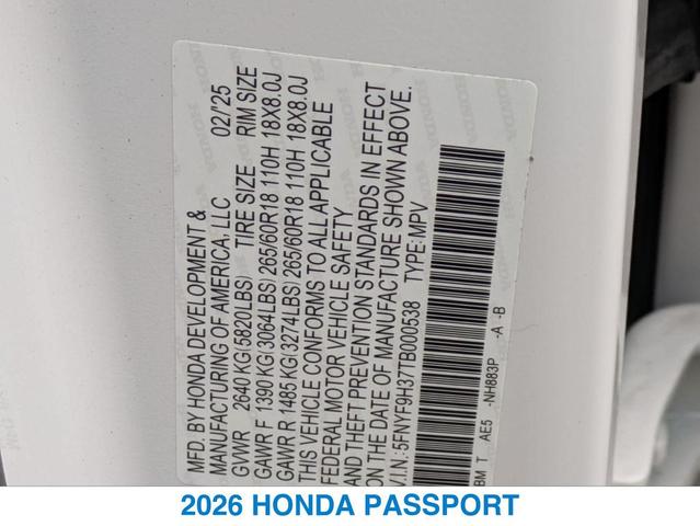 Photo of 2026 Platinum White Pearl Honda Passport