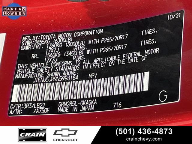 Photo of 2022 Barcelona Red Metallic Toyota 4Runner