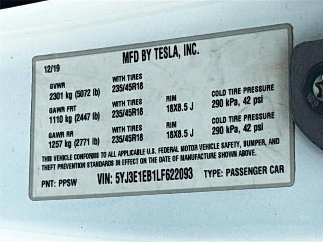 Photo of 2020 Pearl White Multi-Coat Tesla Model 3