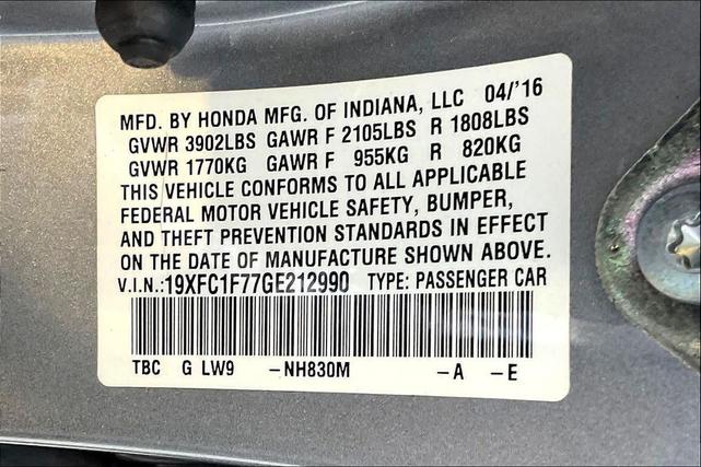 Photo of 2016 Lunar Silver Metallic Honda Civic
