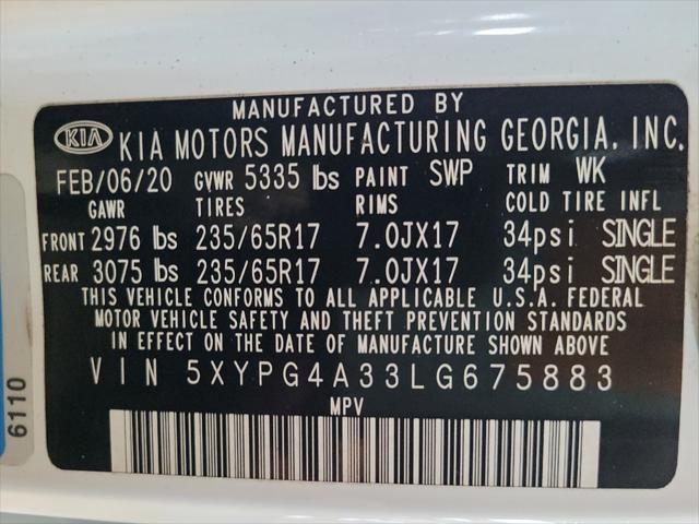 Photo of 2020 Snow White Pearl Kia Sorento