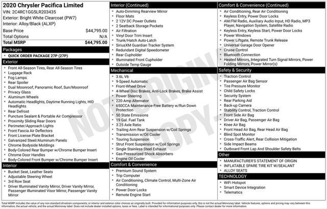 Photo of 2020 Bright White Clearcoat Chrysler Pacifica