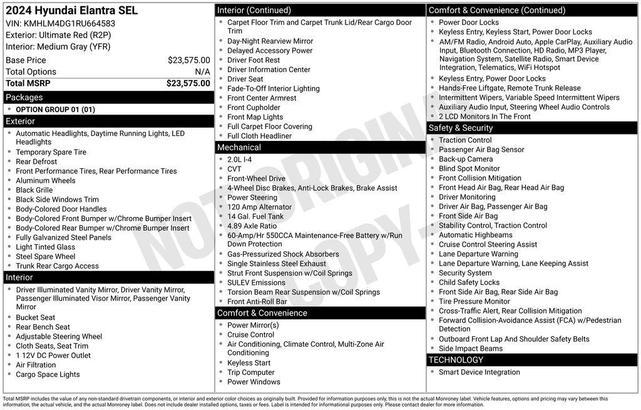 Photo of 2024 Red Hyundai ELANTRA