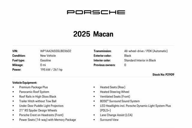 Photo of 2025 Black Porsche Macan
