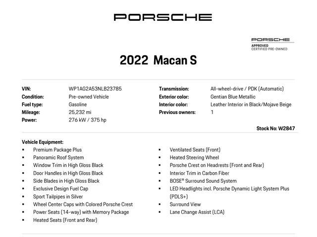 Photo of 2022 Gentian Blue Metallic Porsche Macan