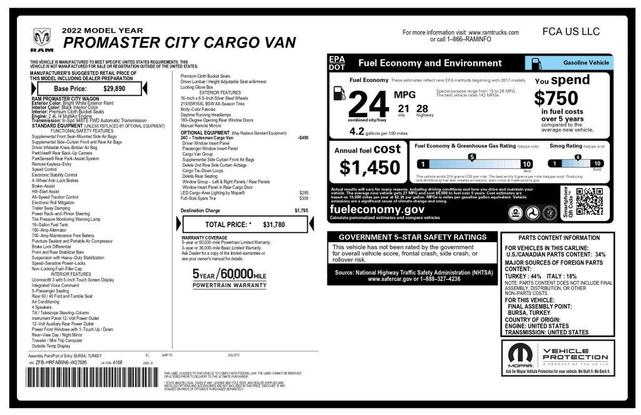 Photo of 2022 White RAM ProMaster City