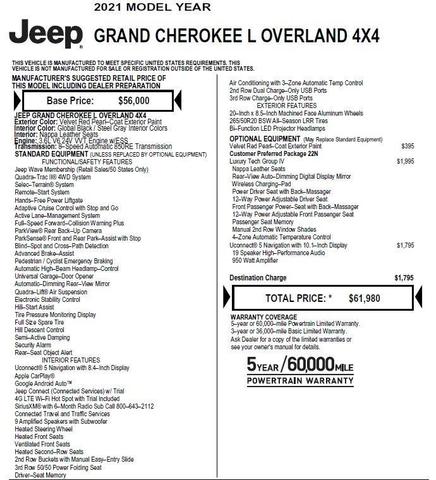 Photo of 2021 Velvet Red Pearlcoat Jeep Grand Cherokee L