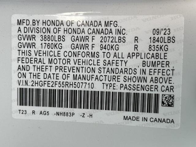 Photo of 2024 Platinum White Pearl Honda Civic