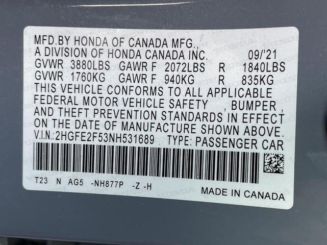 Photo of 2022 Sonic Gray Pearl Honda Civic