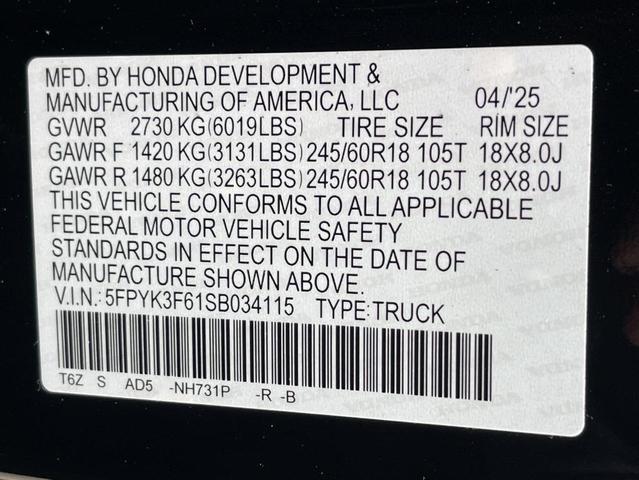 Photo of 2025 Crystal Black Pearl Honda Ridgeline