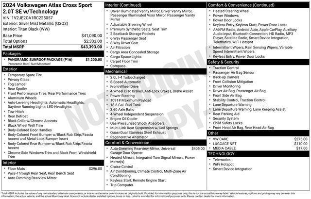 Photo of 2024 Silver Mist Metallic Volkswagen Atlas Cross Sport