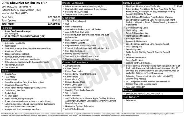 Photo of 2025 Mineral Gray Metallic Chevrolet Malibu