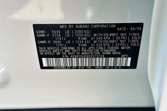 Photo of 2025 White Pearl Subaru Outback